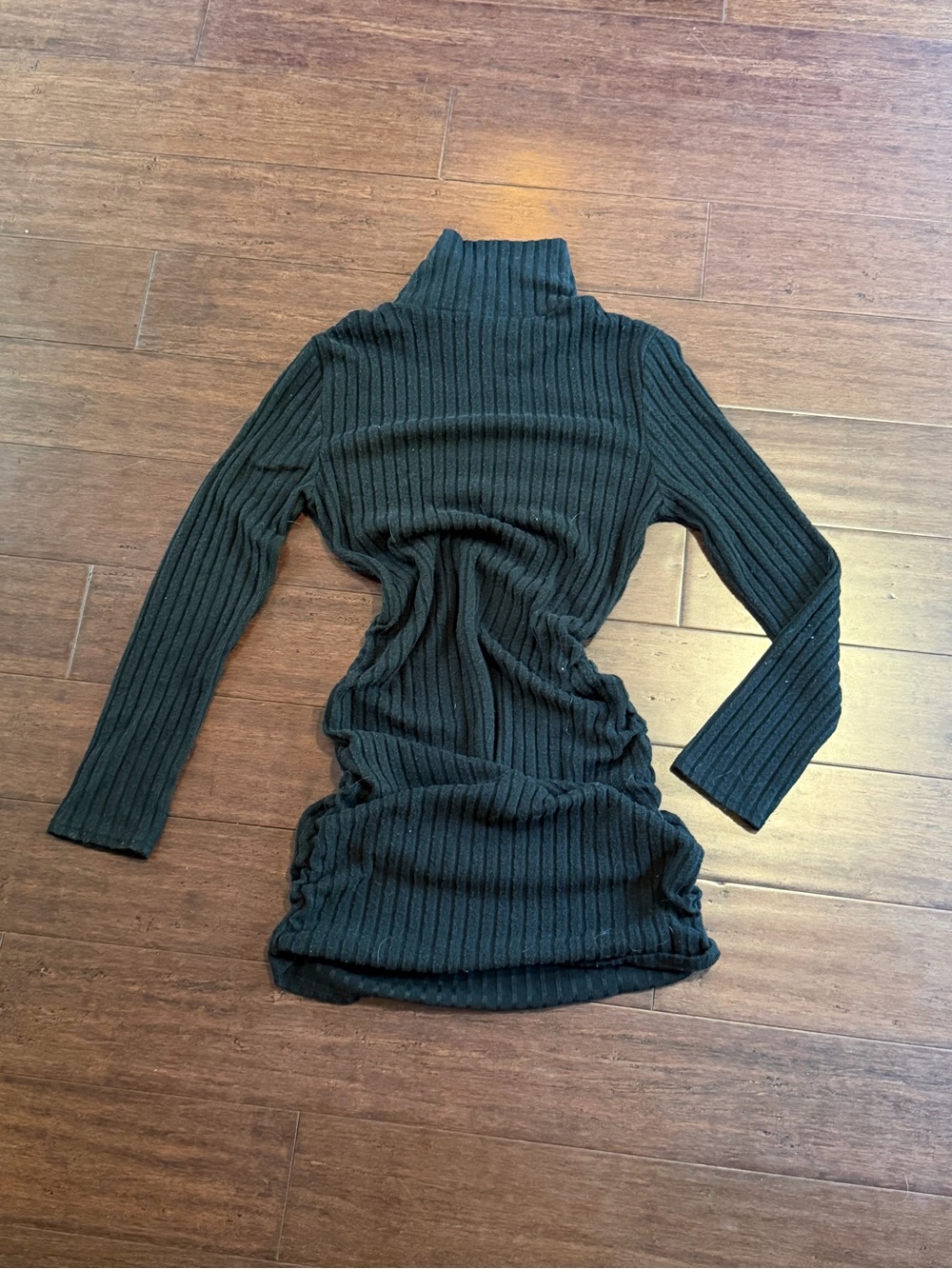 Amazon Black Ribbed Turtleneck Long Sleeve Bodycon Dress